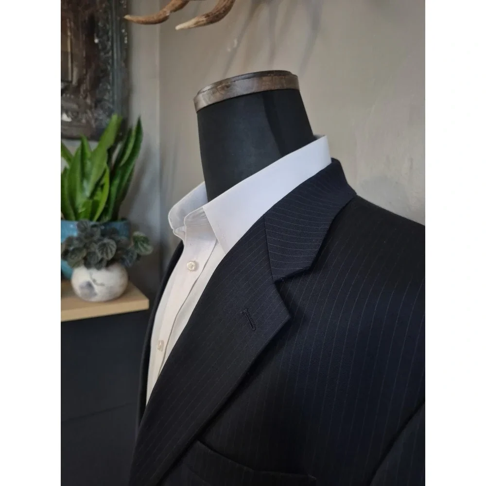 Lauren Ralph Lauren Mens Wool Sports Coat 42R Navy Pinstripe 2 Button Blazer
